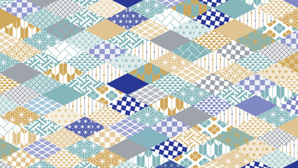 冬の季節の彩り和柄背景イラスト