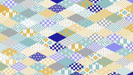 冬の季節の彩り和柄背景イラスト