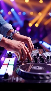 Dj Mixing Music at Club With Music Controller, Nightlife Concept