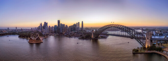 Sydney Kirribilli wide light sunse pan
