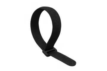 Black hook and loop fastener strap for cable management