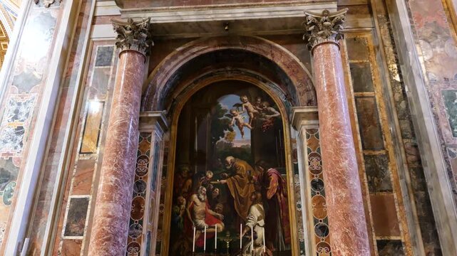 painting depicting communion saint jerome housed inside peter's basilica significant religious narrative of vatican city artistic depiction interior 