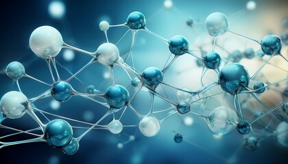 molecular structure abstract design with connected spheres on a light blue background this image would be perfect for scientific or technological themes