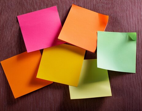 sticky notes of different colors scattered