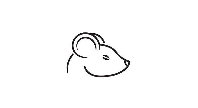 Minimalist Line Art of a Mouse Head.