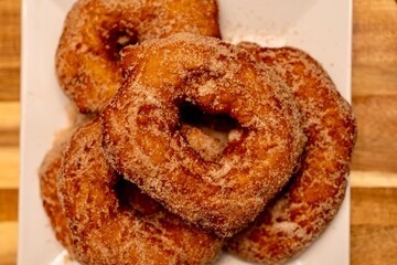 Freshly baked doughnuts with cinnamon sugar