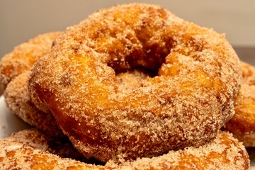 Freshly baked doughnuts with cinnamon sugar