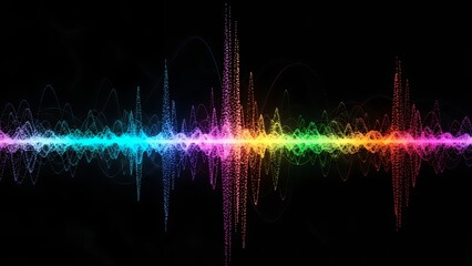 Dynamic Abstract Sound Wave Visualizer, Vibrant Rainbow Spectrum Audio Equalizer, Digital Technology, Music Graphic, Energy Motion Background