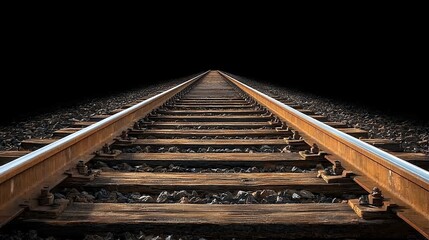 Rusty Railroad Tracks Vanishing into Darkness