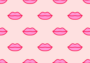 Lips seamless pattern. Kisses, pattern for St. Valentine's Day. Red lips