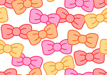 Seamless pattern with quirky bows. Vector flat background with bows in retro style. Coquette and balletcore aesthetic