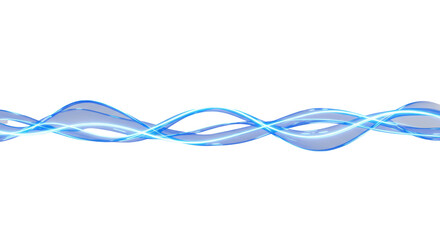 Fototapeta premium Brilliant electric blue wavy light streak, smooth and fluid, intense glow with ethereal diffusion, on an immaculate white background with copy space, concept of dynamic energy and innovation