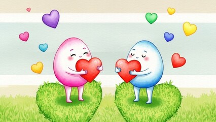 Cute eggs with hearts for Valentine's Day