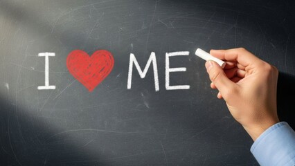 I Love Me Concept on Blackboard