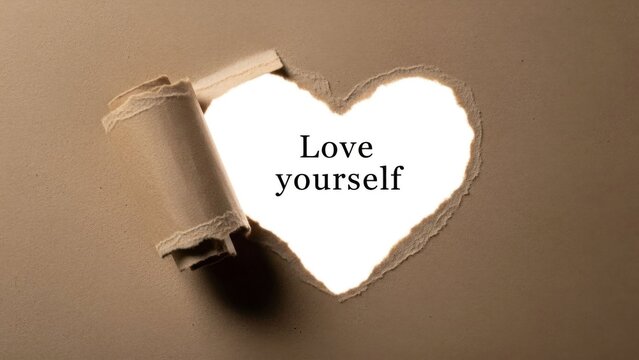 Love Yourself Heart Shape Paper Tear
