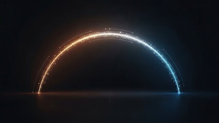 Vibrant glowing arc of light trails in dark space