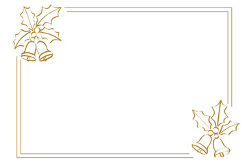 Obraz premium Golden Outline Christmas Bell and Holly Frame Festive Decoration Element