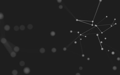 Abstract background. Molecules technology with polygonal shapes, connecting dots and lines. Connection structure. Big data visualization.