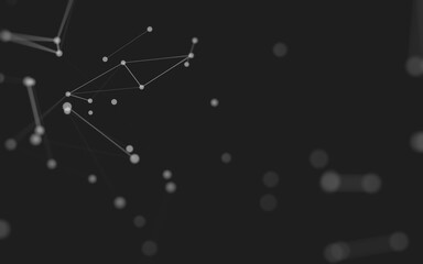 Abstract background. Molecules technology with polygonal shapes, connecting dots and lines. Connection structure. Big data visualization.