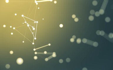 Abstract background. Molecules technology with polygonal shapes, connecting dots and lines. Connection structure. Big data visualization.