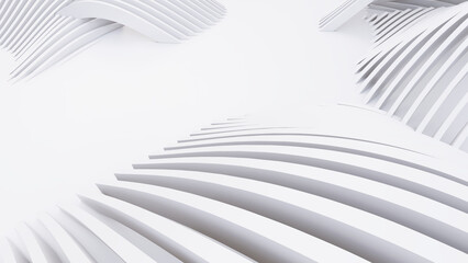 Abstract Curved Shapes. White Circular Background.