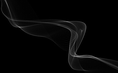 Dark abstract background with a glowing abstract waves