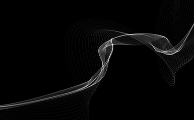 Dark abstract background with a glowing abstract waves