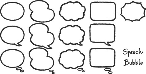 手描き風のフレーム・吹き出しセット（太線・内側が白背景）