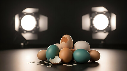 Eggs on Stage in Bright Light