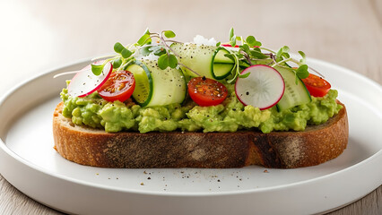 Avocado Toast with Cucumber Radish Tomato