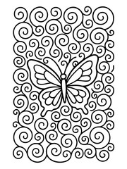Fototapeta premium Butterfly Art: A delicate butterfly art piece gracefully emerges amidst a swirling pattern. The artwork captures the whimsical essence of nature's beauty