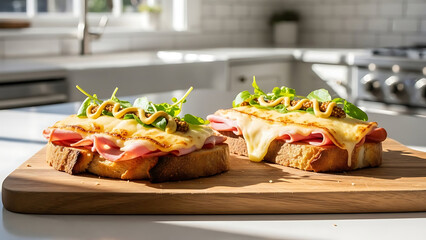 Sandwich Ham Cheese Tomato Herb on Bread