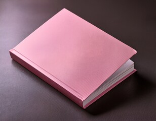 a closed pink book with a blank cover on a table
