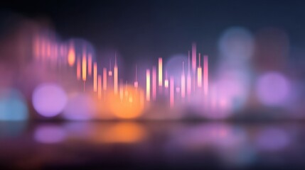 Abstract visualization of stock market trends with colorful candlestick chart on a blurred background representing financial growth and investment opportunities