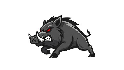 Obraz premium Aggressive Wild Boar Cartoon Illustration.