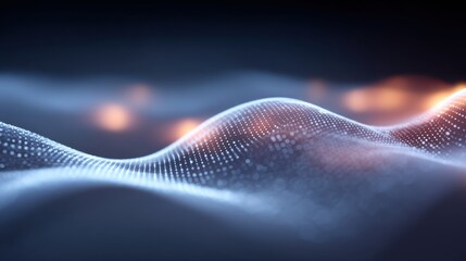 Abstract digital wave patterns with soft glows and dots representing data visualization and modern technology backgrounds for creative applications