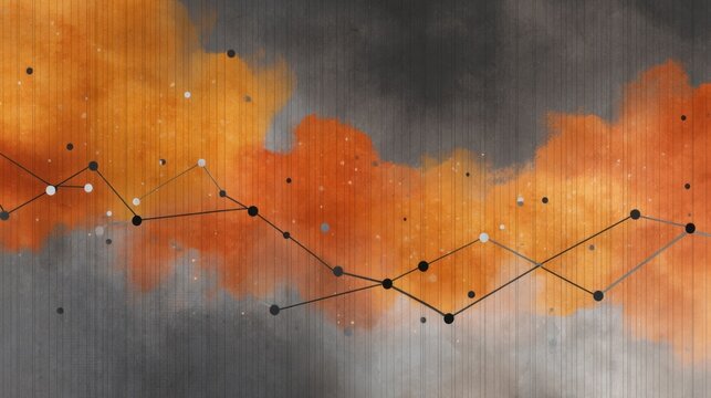 Abstract illustration of financial data trends with orange and gray background, analytical graphics and texture visualizing growth and decline patterns - Powered by Adobe