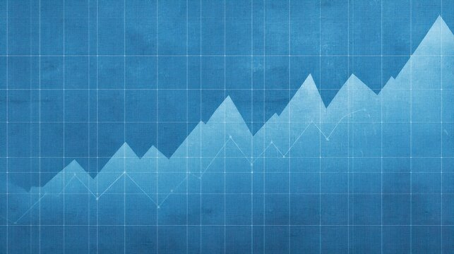 Abstract financial growth chart with blue gradient background depicting upward trend and data points on a grid showcasing market analysis concepts and statistics - Powered by Adobe