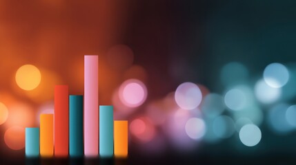 Colorful abstract bar graph visualization with blurred light bokeh background illustrating data analysis and creative design trends in modern graphic art