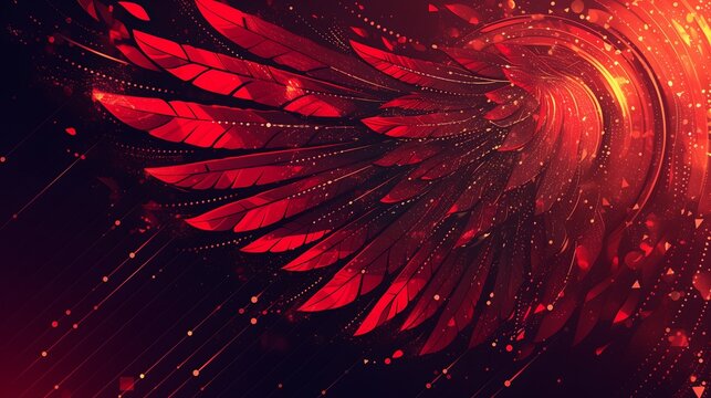 Abstract feather headdress for Indigenous leader, fire and ash tone