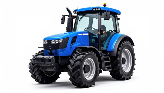 Blue tractor white background.
