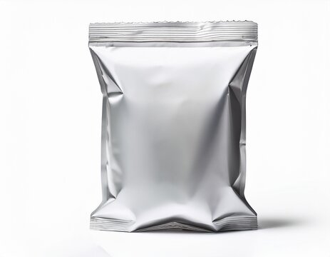 blank snack bag mockup for chips crisps or food packaging isolated on white background