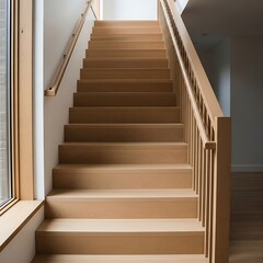 Serene Wooden Staircase Ascent Leading to an Unseen Upper Level Space