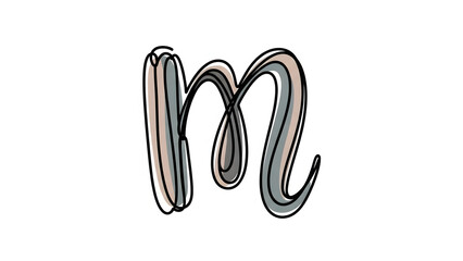 Lowercase letter m with layered outlining perfect for graphic design projects, logos, branding, typography, and digital art creations.