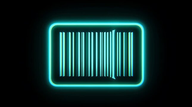 Neon Blue Barcode Design with Glowing Edges on Dark Background