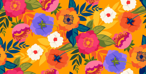 Seamless abstract pattern. Flowers pattern design.