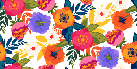 Seamless abstract pattern. Flowers pattern design.