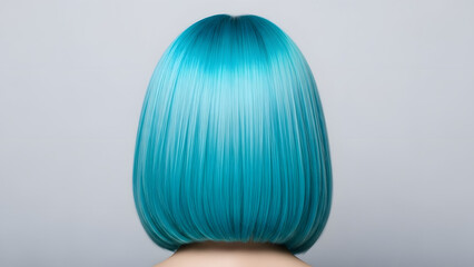 Bright teal blue bob wig suitable for fashion, beauty, haircare, and cosplay visuals. Adds a playful pop of color.