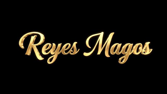 Golden script text 'Reyes Magos' in elegant lettering for Epiphany - Powered by Adobe