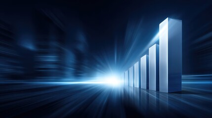 Modern Digital Growth Chart with Rising Bars Representing Business Success, Progress, and Financial Advancement in a Futuristic Environment